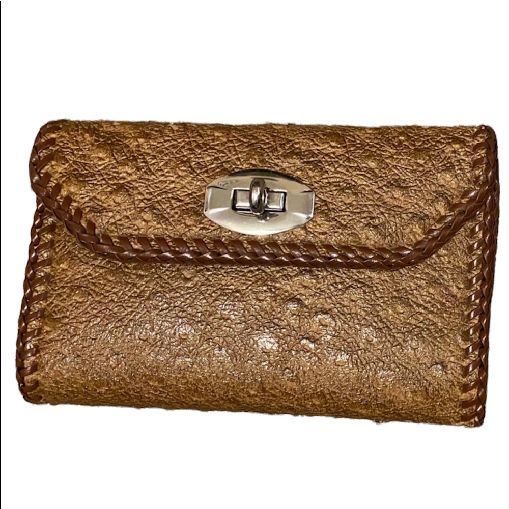 Vintage Mexico Hand Tooled Leather Twist Lock Wallet